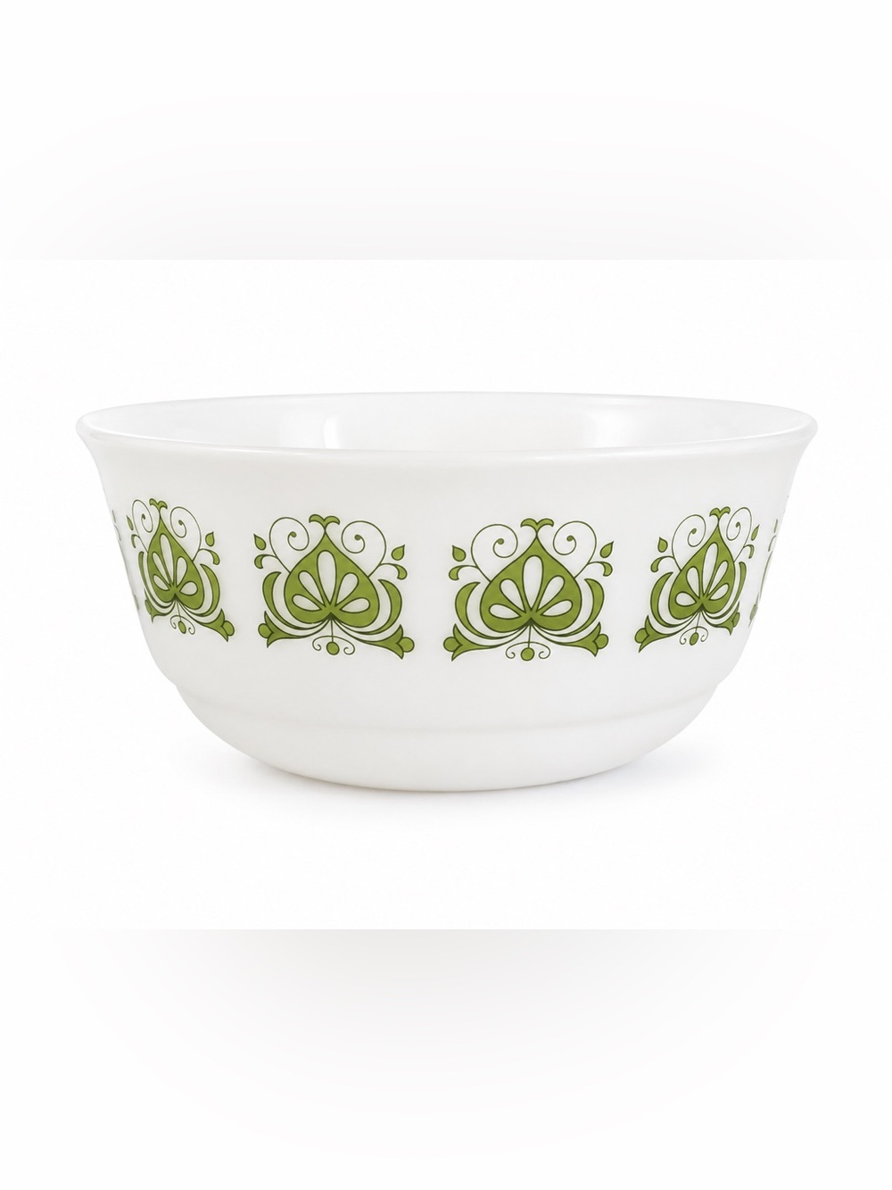 Vintage Schott Jena Mainz Bowl Green and White Floral 8”
